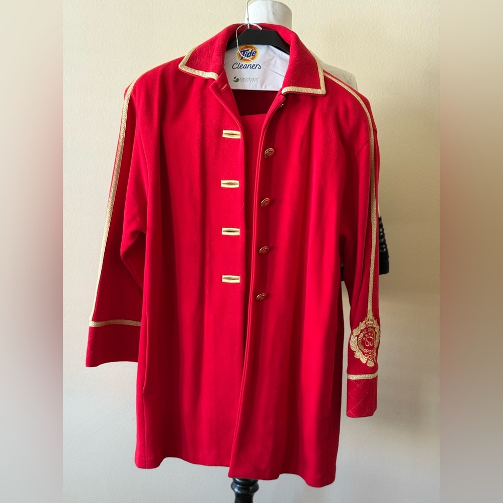St. John Sport by Marie Gray Red women’s Jacket and pants with Gold Accents set
